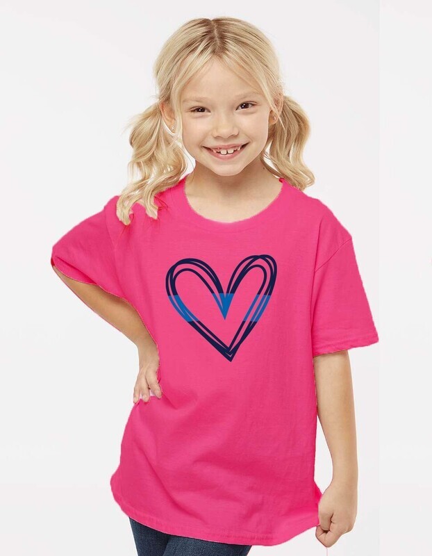 Youth  Girls Blue Line Heart Memorial T-Shirt