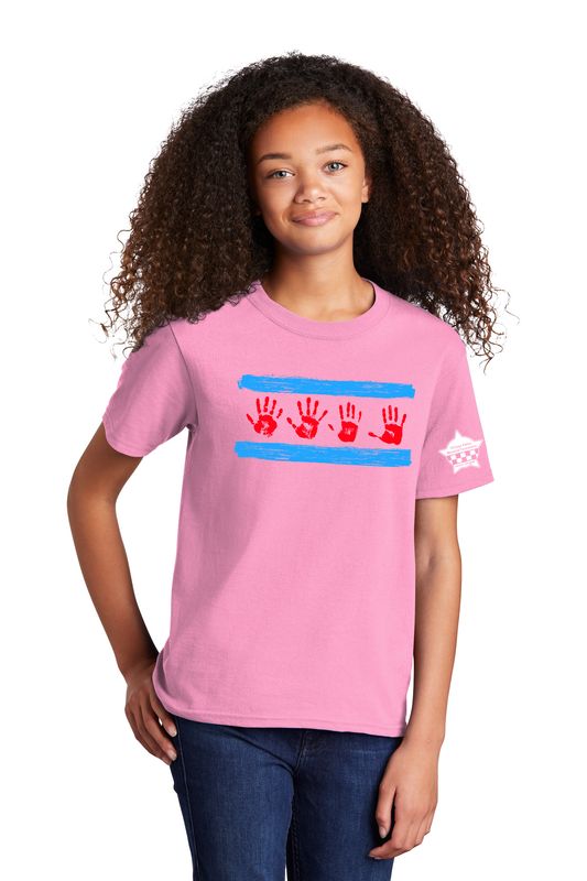 Youth Chicago Flag Kids Hands Memorial T-shirt