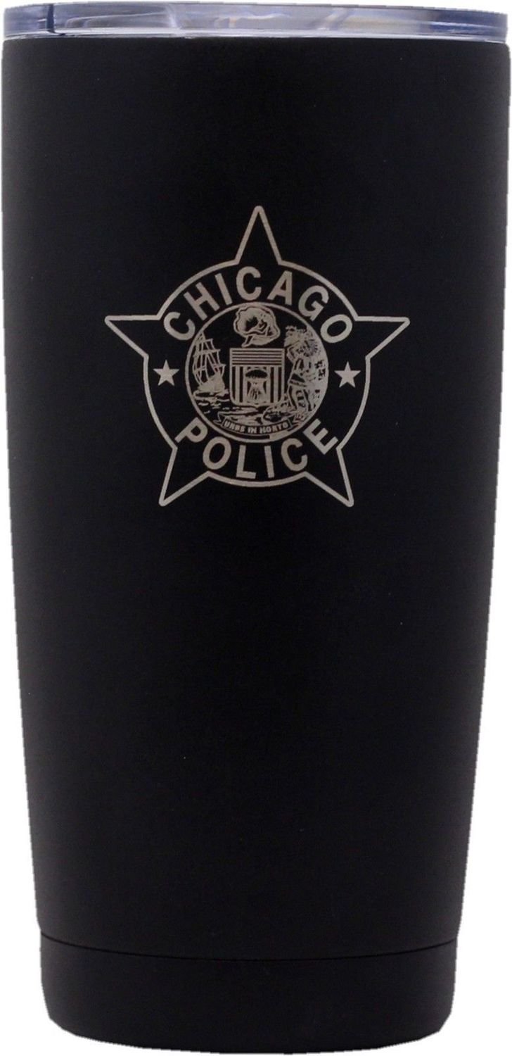 CPD Star Tumbler Stainless Steel Black Coated W/Clear Lid 20oz.