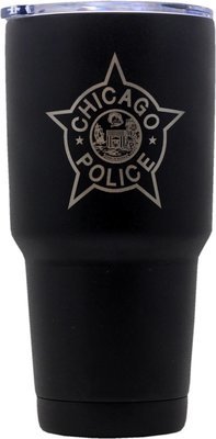 Chicago Police Star Tumbler Stainless Steel Black Coated 30oz.