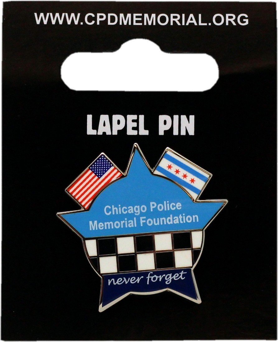 CPD Memorial Star American & Chicago Flag Lapel Pin