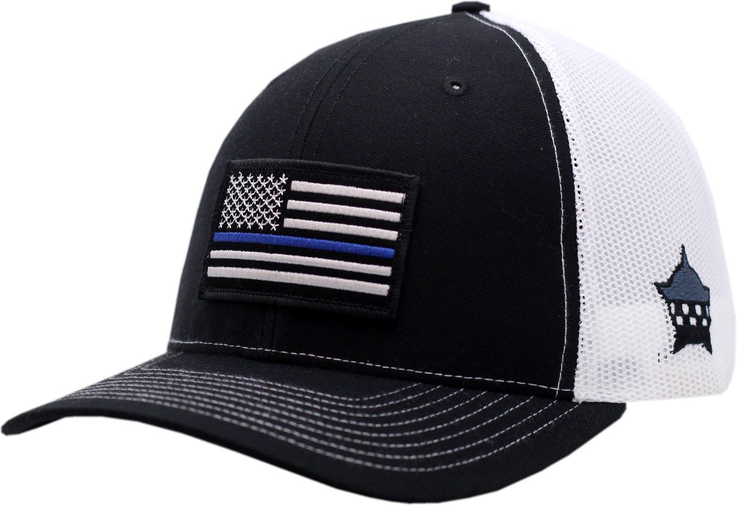 Blue Line American Flag  Snapback Trucker Mesh