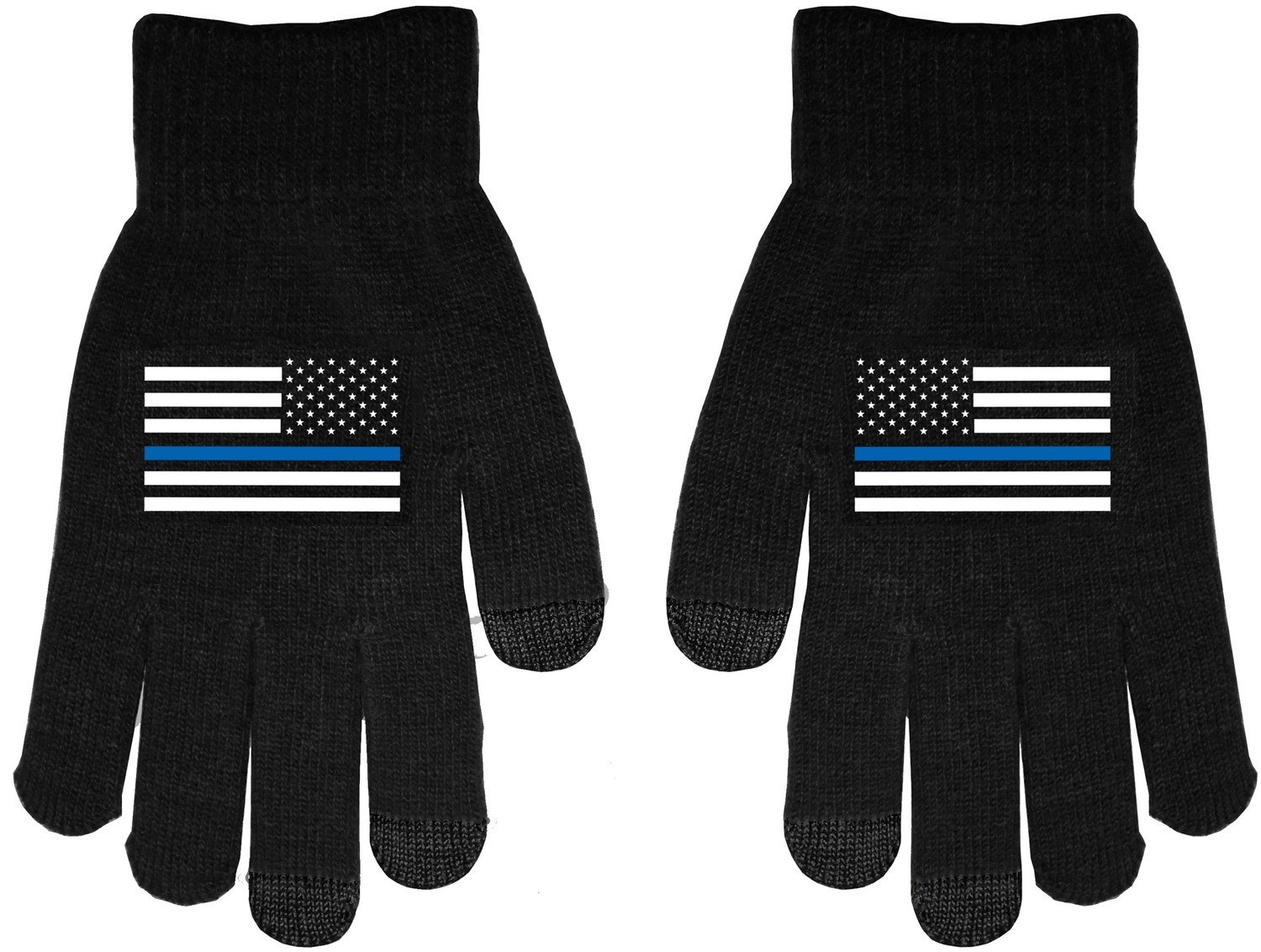 American Flag Blue Line Touch Screen Knit Gloves