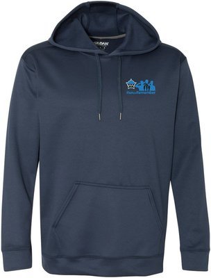 Run To Remember Performance Tech Hooded Pullover Sweatshirt Blue 99500