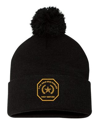 Gold Star Family Knit Cap with Pom and Cuff