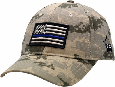 American Flag Blue Line Hat Adjustable Digi Grey Camouflage