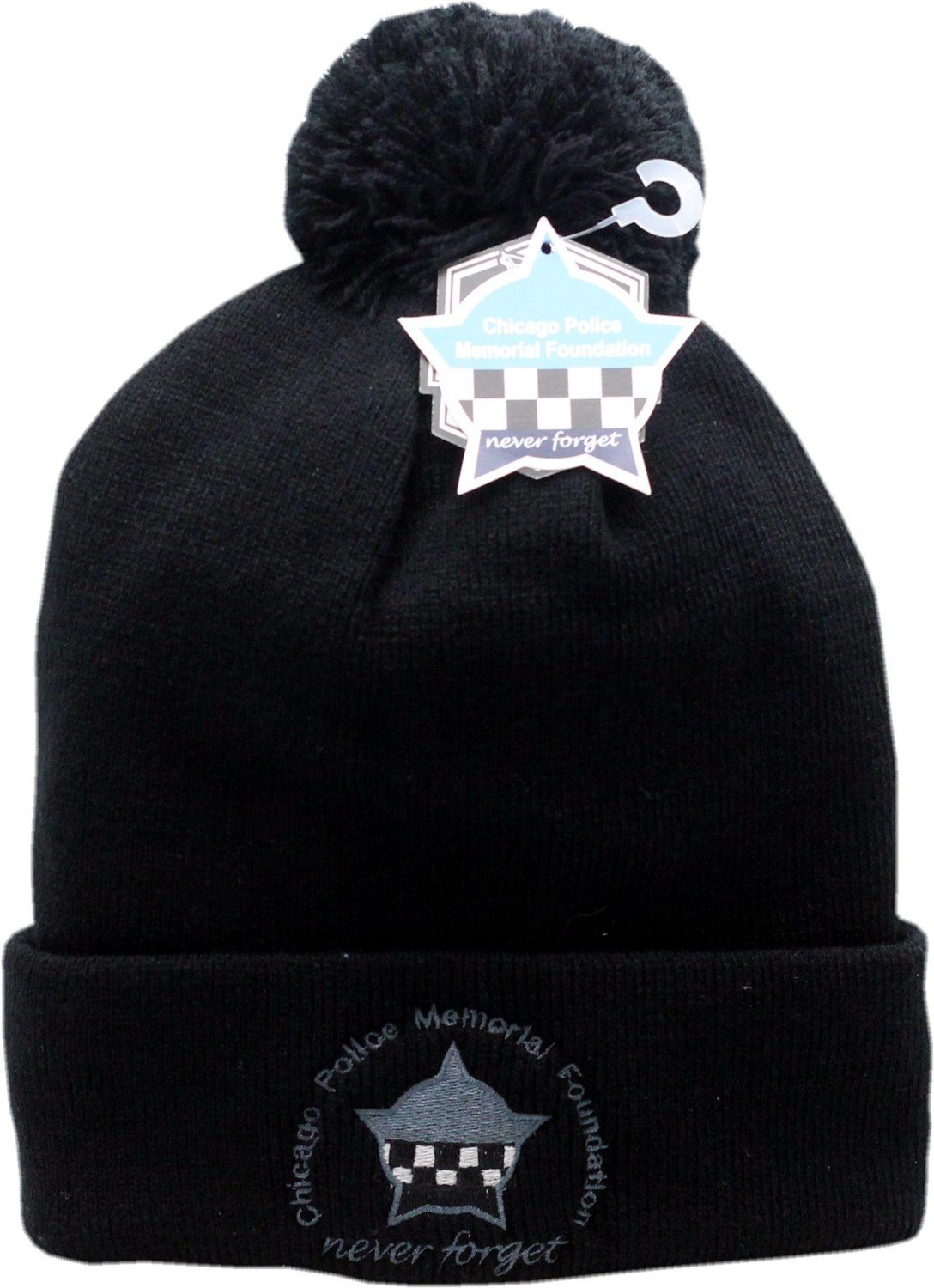 CPD Memorial Foundation Cuffed Pom Knit Hat Black
