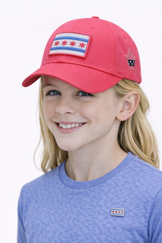 Chicago Flag Youth Hat Pink Adjustable