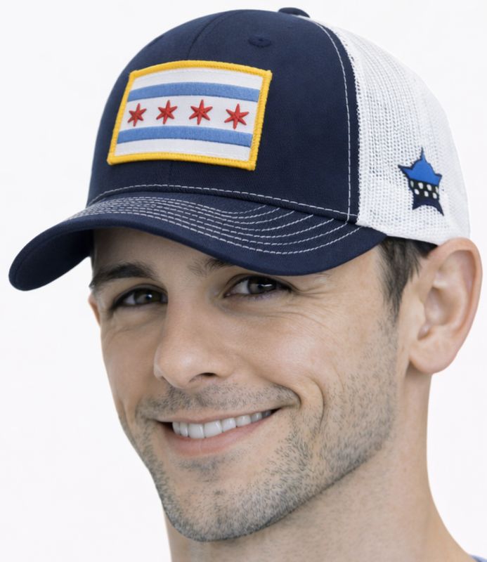 Chicago Flag Snapback Trucker Mesh Navy/White