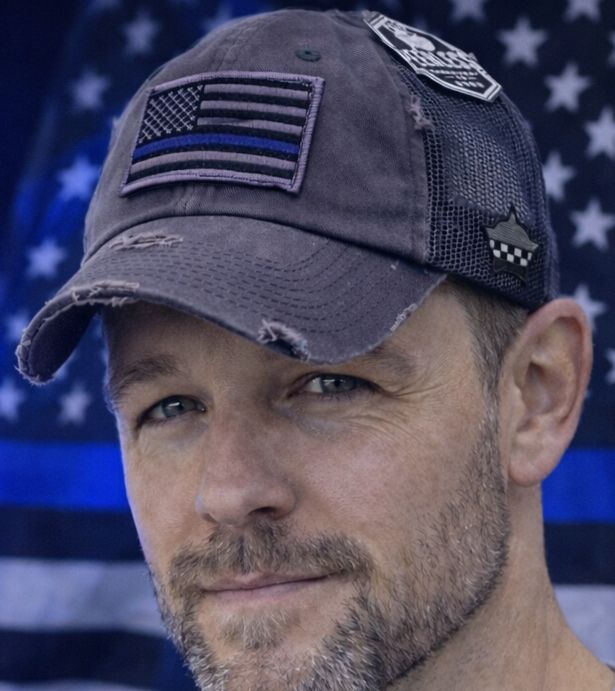 Blue Line American Flag Snapback Distressed Trucker Mesh Grey