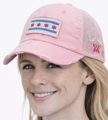 Chicago Flag Snapback Trucker Vintage Mesh Pink