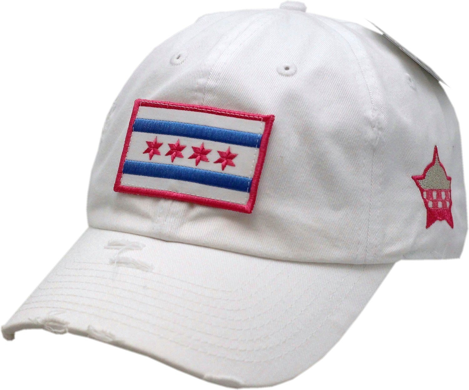 Chicago Flag Hat Vintage Buckle Back White