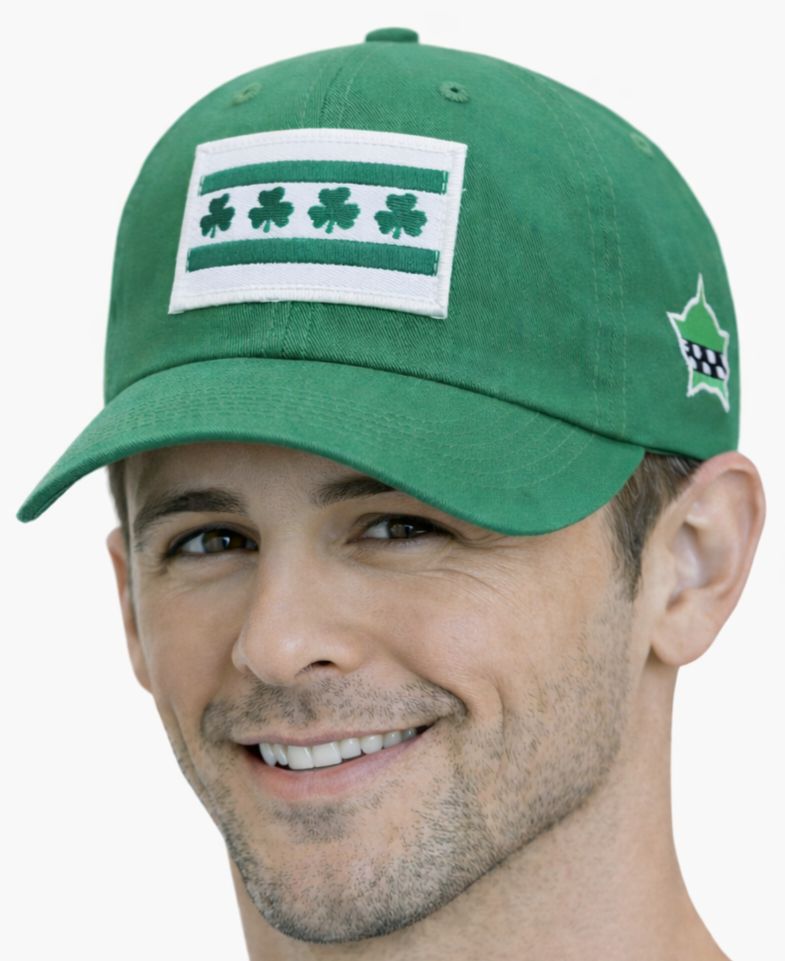 Chicago Flag Shamrock Hat Buckle Back Green