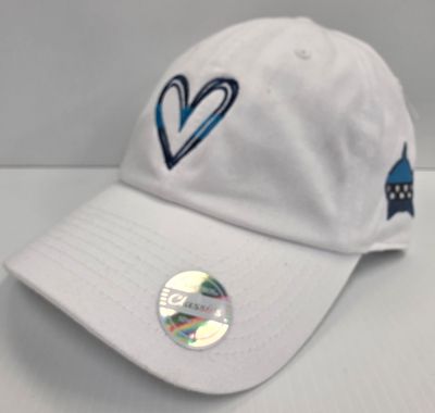 Blue Line Heart Adjustable White Buckle Back Hat