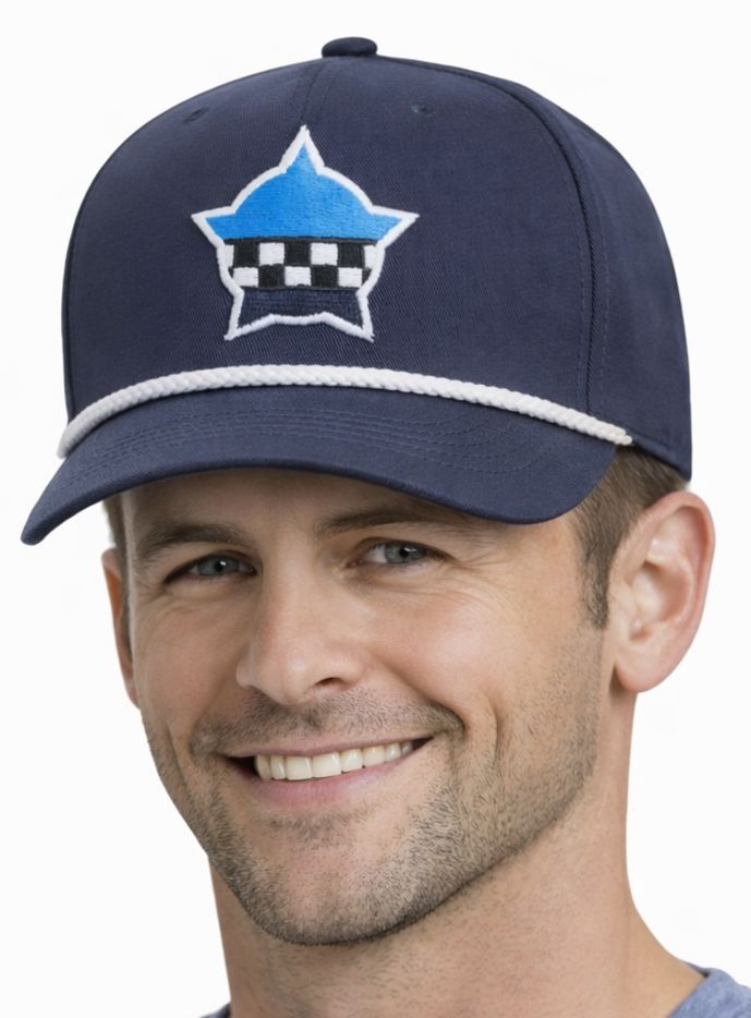 5 Panel Snapback Navy Rope Hat with 3D Embroidered Memorial Star