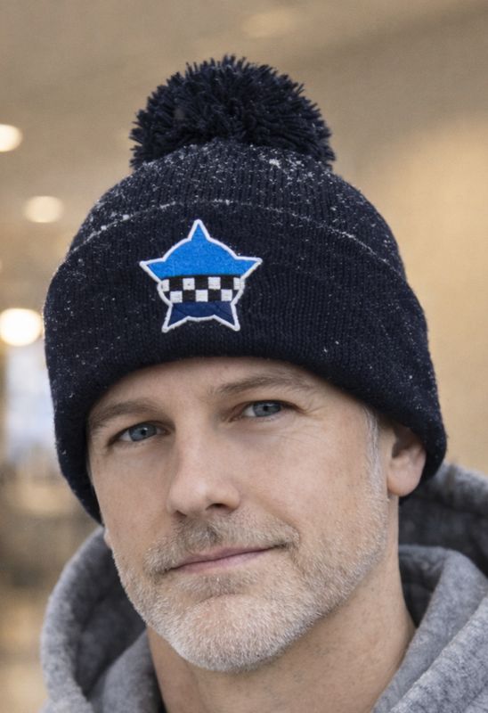 Memorial Foundation Cuffed Pom Knit Hat Navy