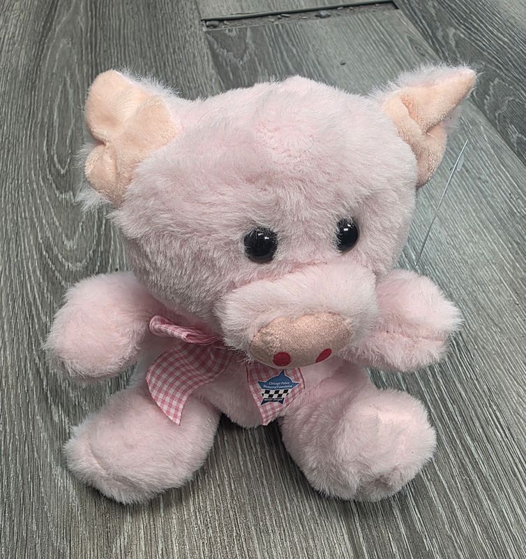Memorial 10" Plush Pig With Pink Bow
