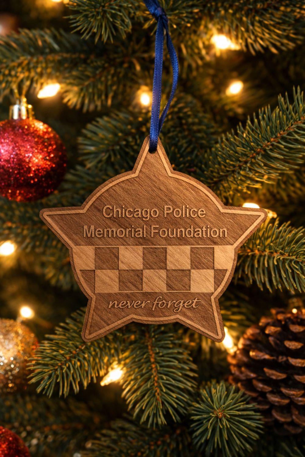 CPD Memorial  Star Wood Ornament