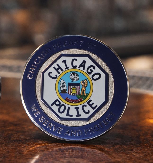 Chicago Police Octagon Challenge Coin with PVC Pouch and Free Display Case