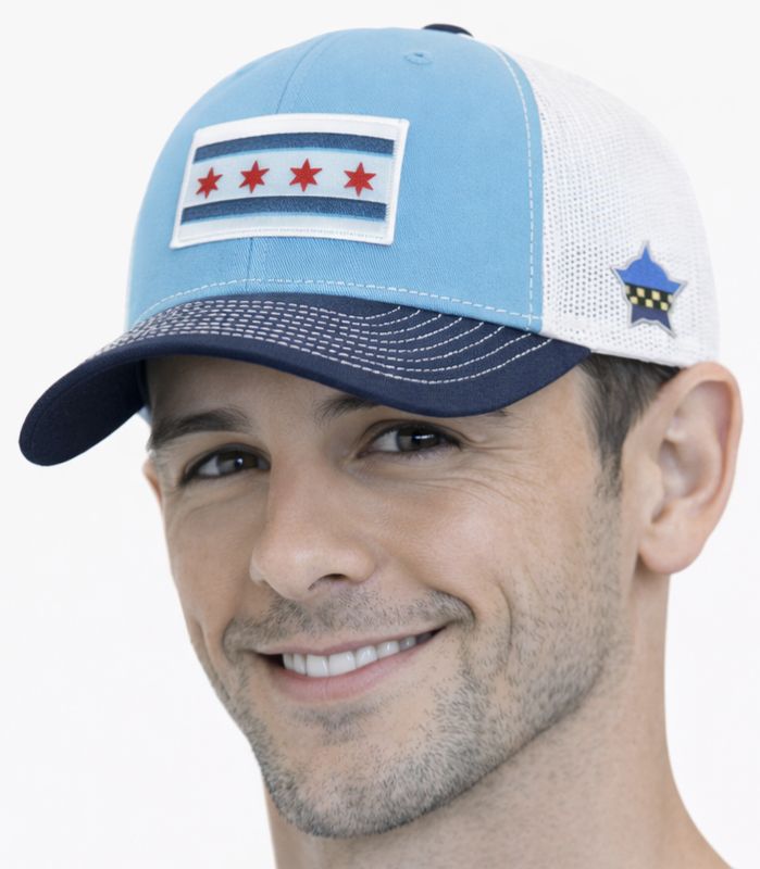 Chicago Flag Snapback Trucker Mesh Columbia/Navy/White