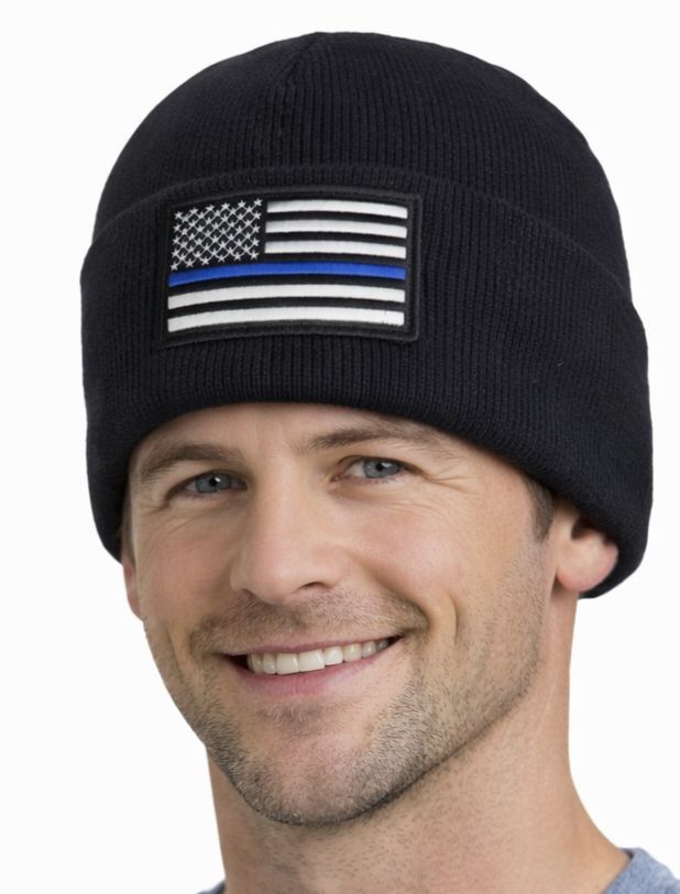 American Flag Blue Line Cuffed Knit