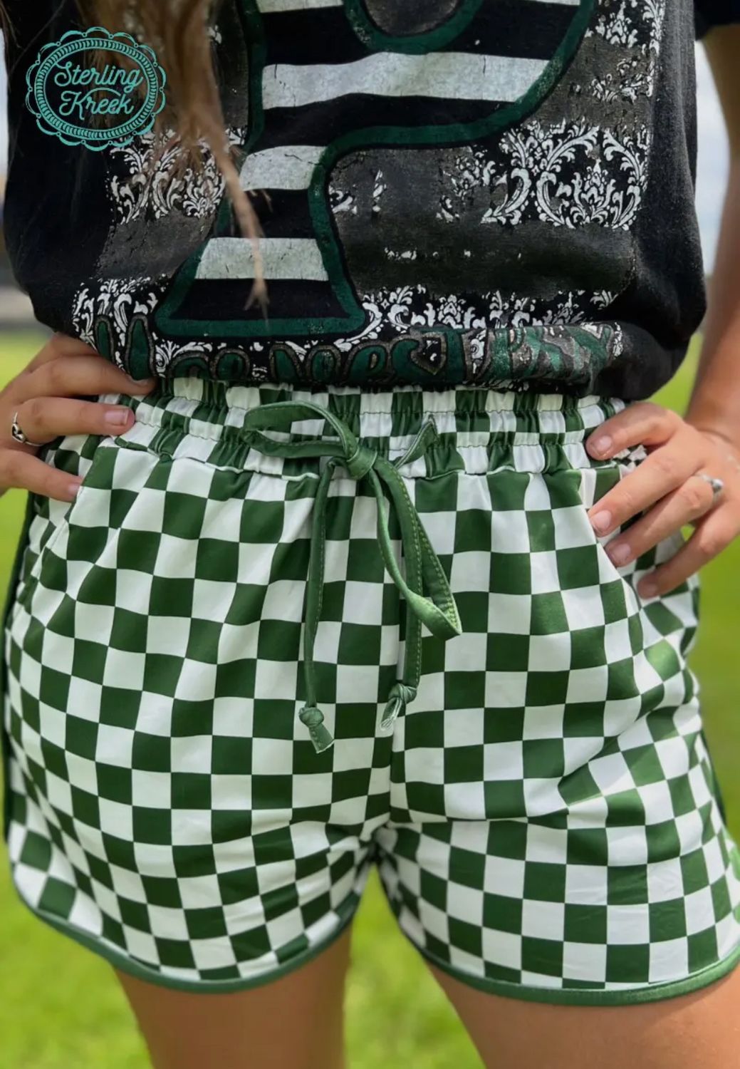 Pep Rally Shorts Green Checkered