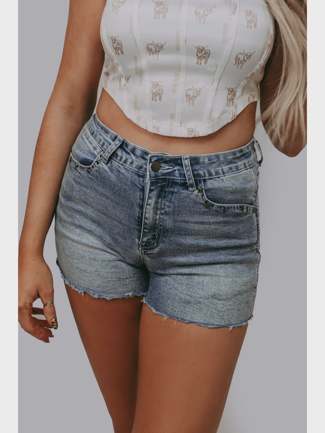 Stud Denim Shorts