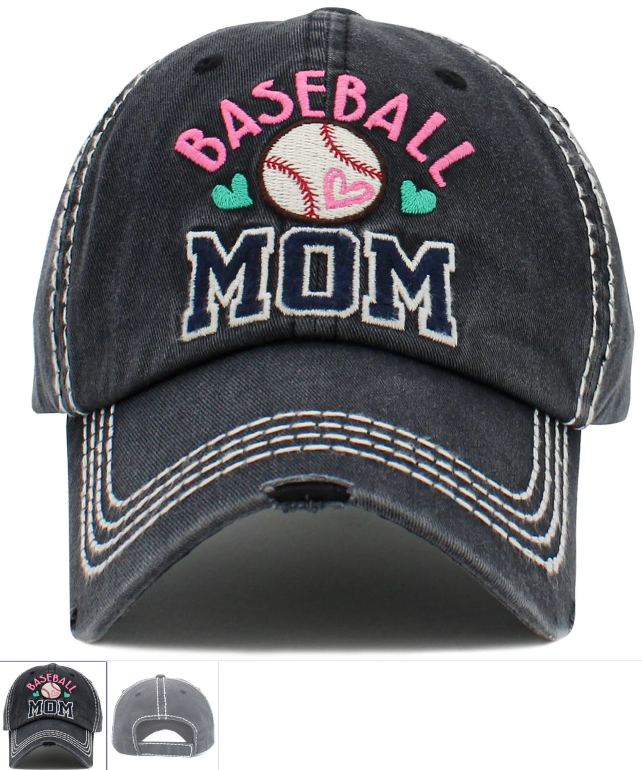 Baseball Mom Hat, Colour: Black