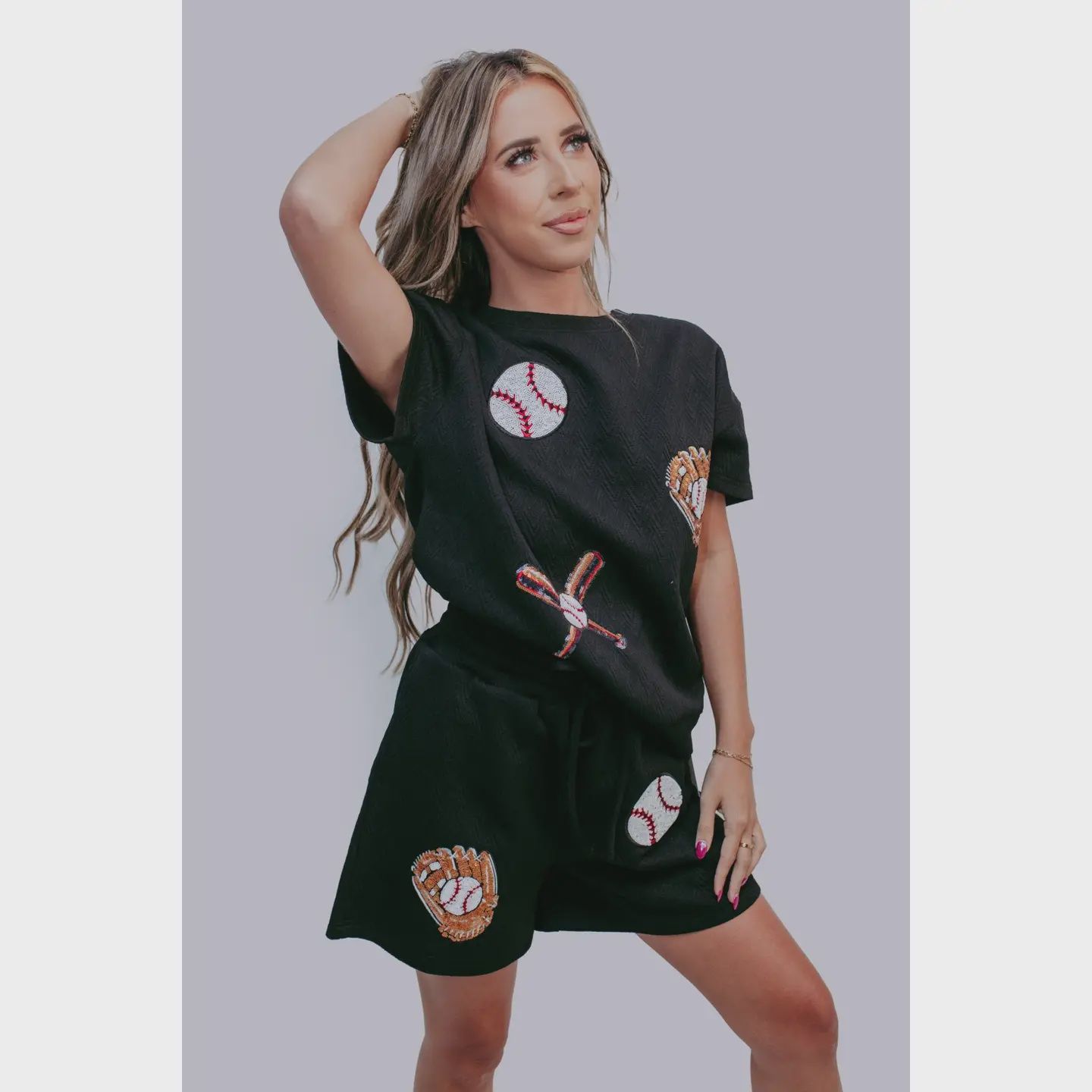 Sequins Baseball Short Sets