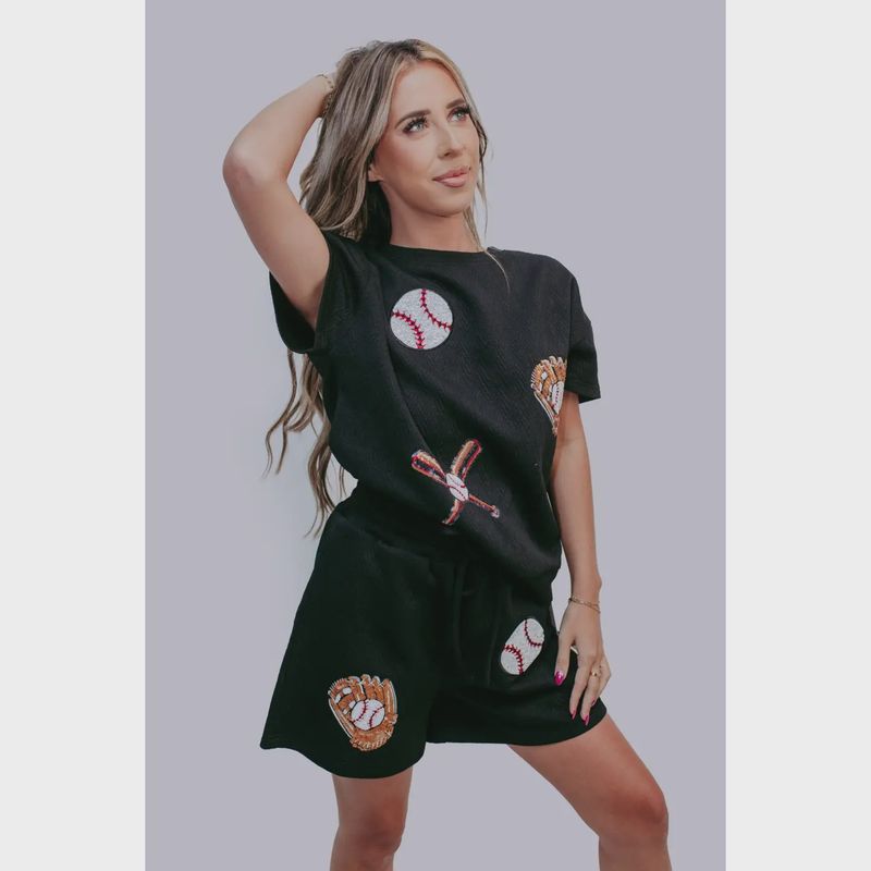 Sequins Baseball Short Sets