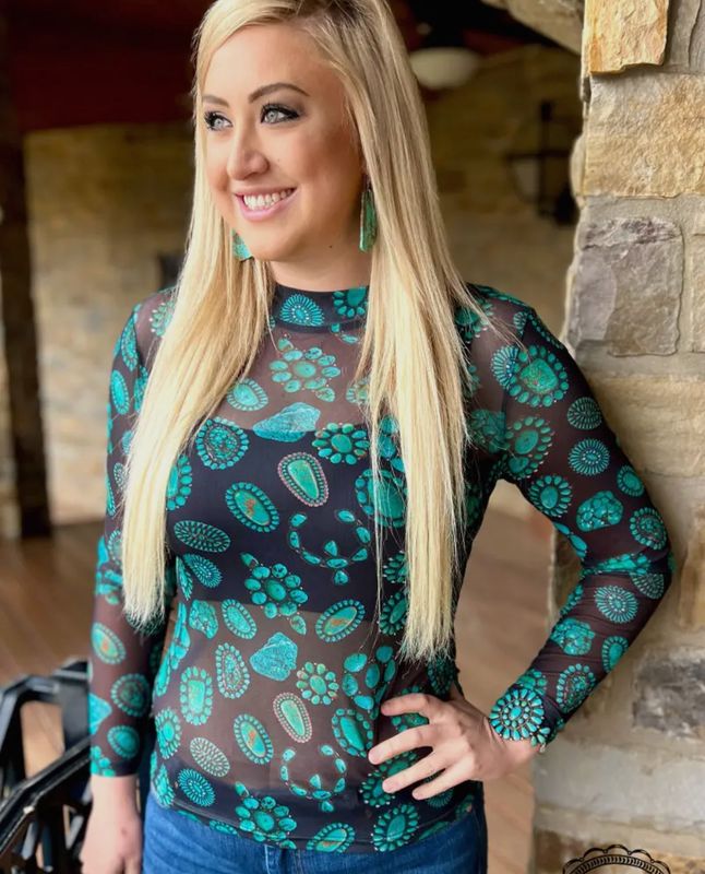 Forever in Turquoise Mesh Top