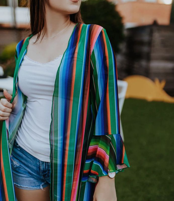 Rollin with the flow Mesh Kimono-Serape