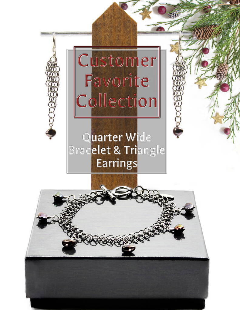Customer Favorites Collection: Gray pearl earrings, Bracelet
