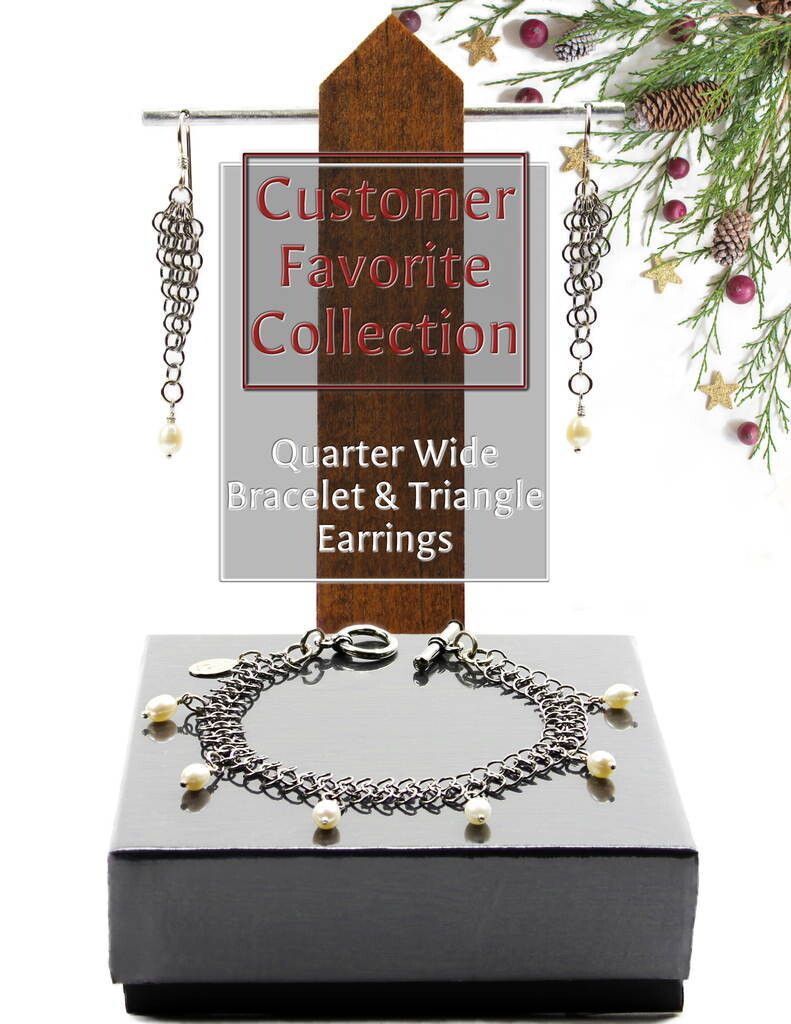 Customer Favorites Collection: White pearl earrings, Bracelet