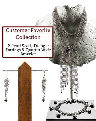 Customer Favorites Collection: Gray pearl earrings, Bracelet & Scarf