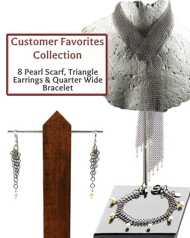 Customer Favorites Collection: White pearl earrings, Bracelet & Scarf