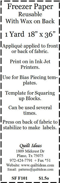 Freezer Paper with Wax on the Back by the Yard