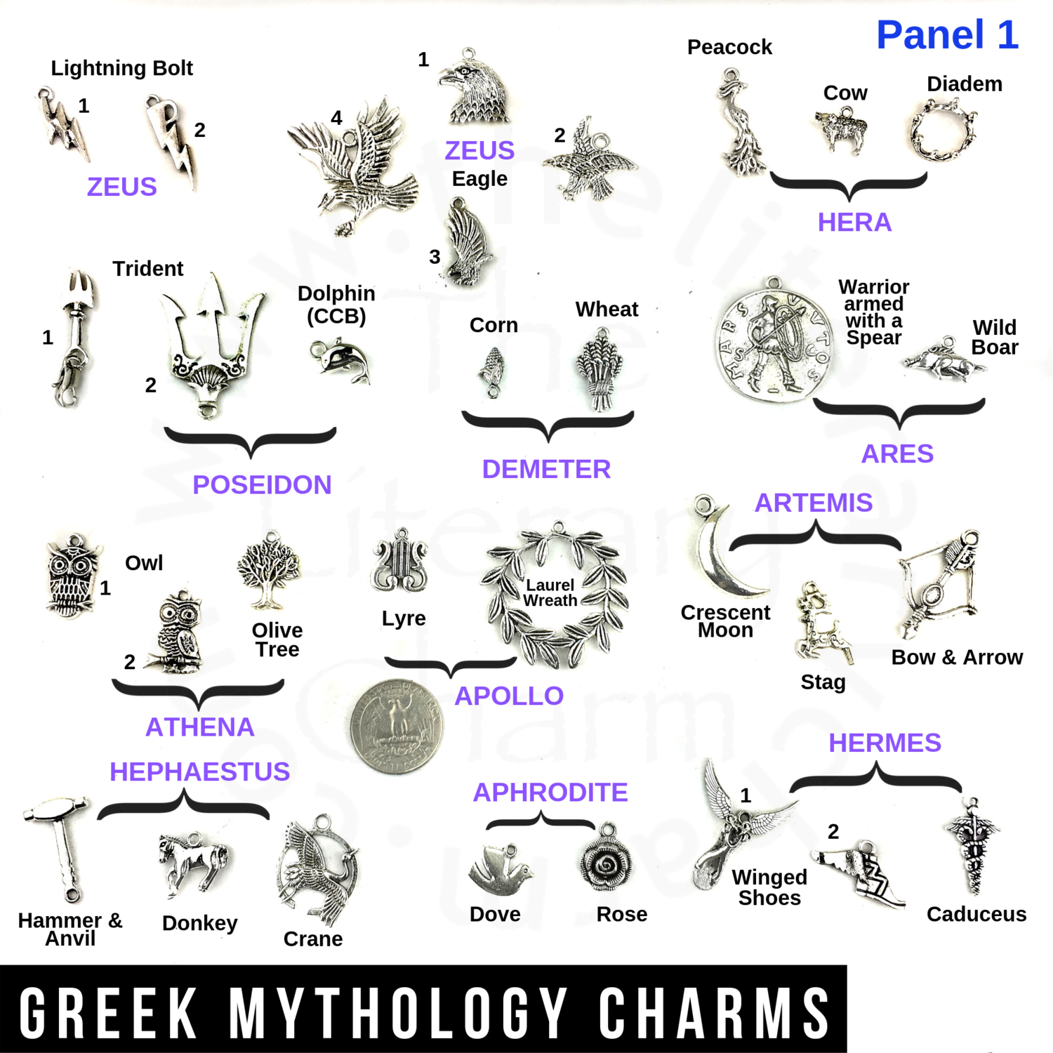 Percy Jackson Greek God Inspired Charm Necklace 