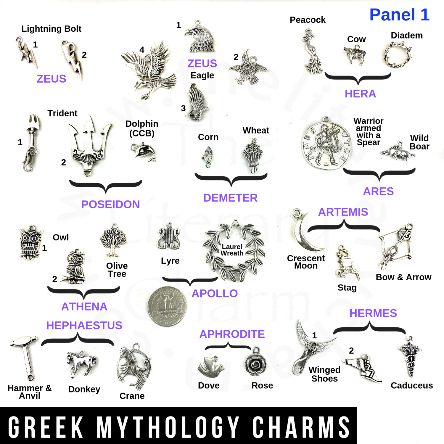 Greek Mythology Charms, Greek Gods Goddesses Symbols, Greek Demigods