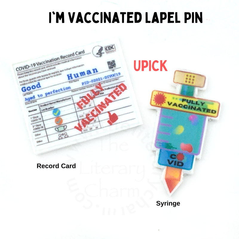 FULLY VACCINATED Lapel Pin, Vaccinated Pin Brooch, Funny Vaccine Badge, COVID Vaccine Magnet, CDC Card Badge, Syringe or Vaccine Card Magnet