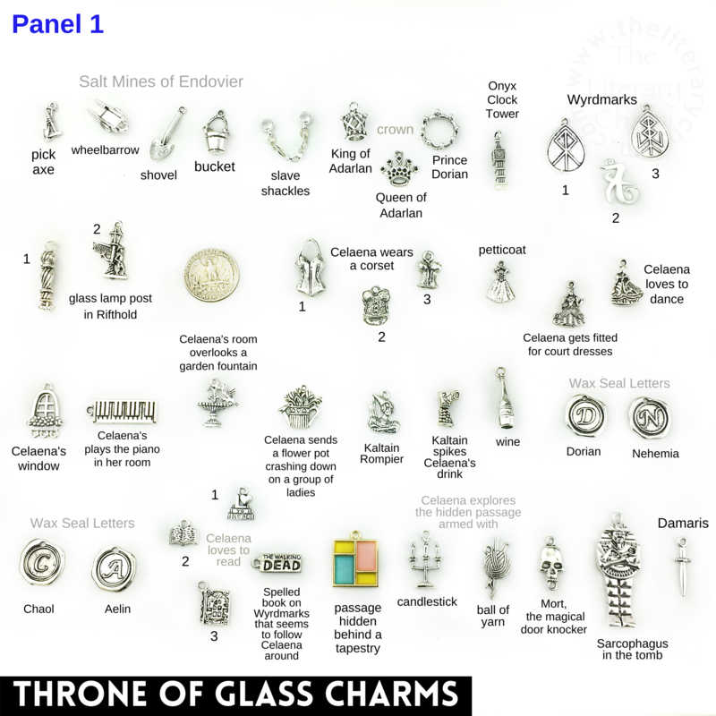 THRONE OF GLASS Sarah J. Maas Themed Pewter Charm Collection *Extensive*