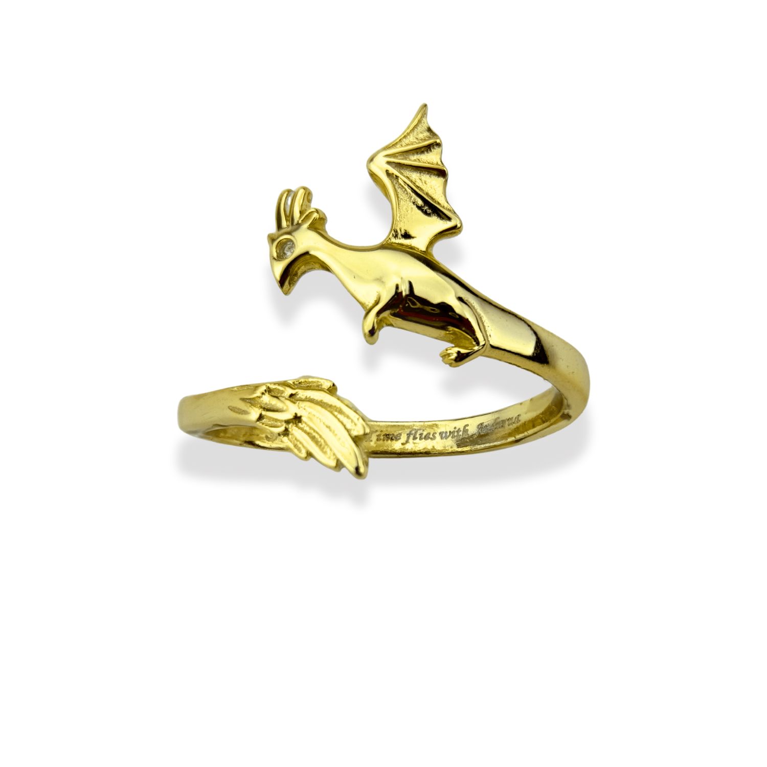ANDARNA Dragon Wing Adjustable Ring, Rebecca Yarros FOURTH WING Merch, Stackable Ring, Golden Feathertail Dragon Ring, Licensed Merch