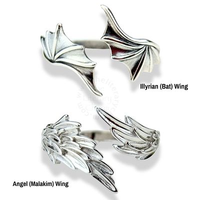 ILLYRIAN WINGS Adjustable Ring, S.J. Maas, ACOTAR Jewelry, Bat Angel Archangel Malakim Wings, Stackable Rings, Licensed Merch