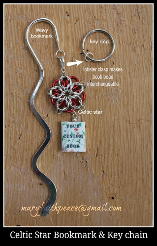 Celtic Star Bookmark &amp; Keychain (Interchangeable) with CUSTOM Book Bead