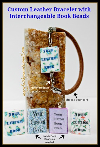 CUSTOM Leather Bracelet for Men &amp; Women with Interchangeable Book Beads