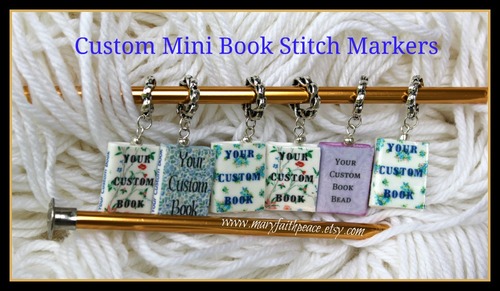 CUSTOM Mini Book Stitch Markers from Durable Clay