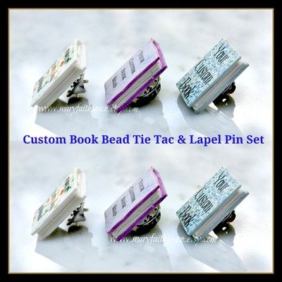 CUSTOM Mini Book Lapel Pin or Tie Tac