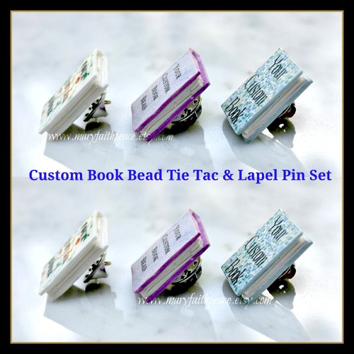 CUSTOM Mini Book Lapel Pin or Tie Tac