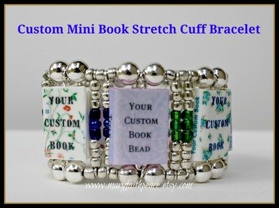CUSTOM Mini Book STRETCH Cuff Bracelet from Durable Clay