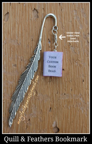 Quill and Feather Bookmark with CUSTOM Book Bead